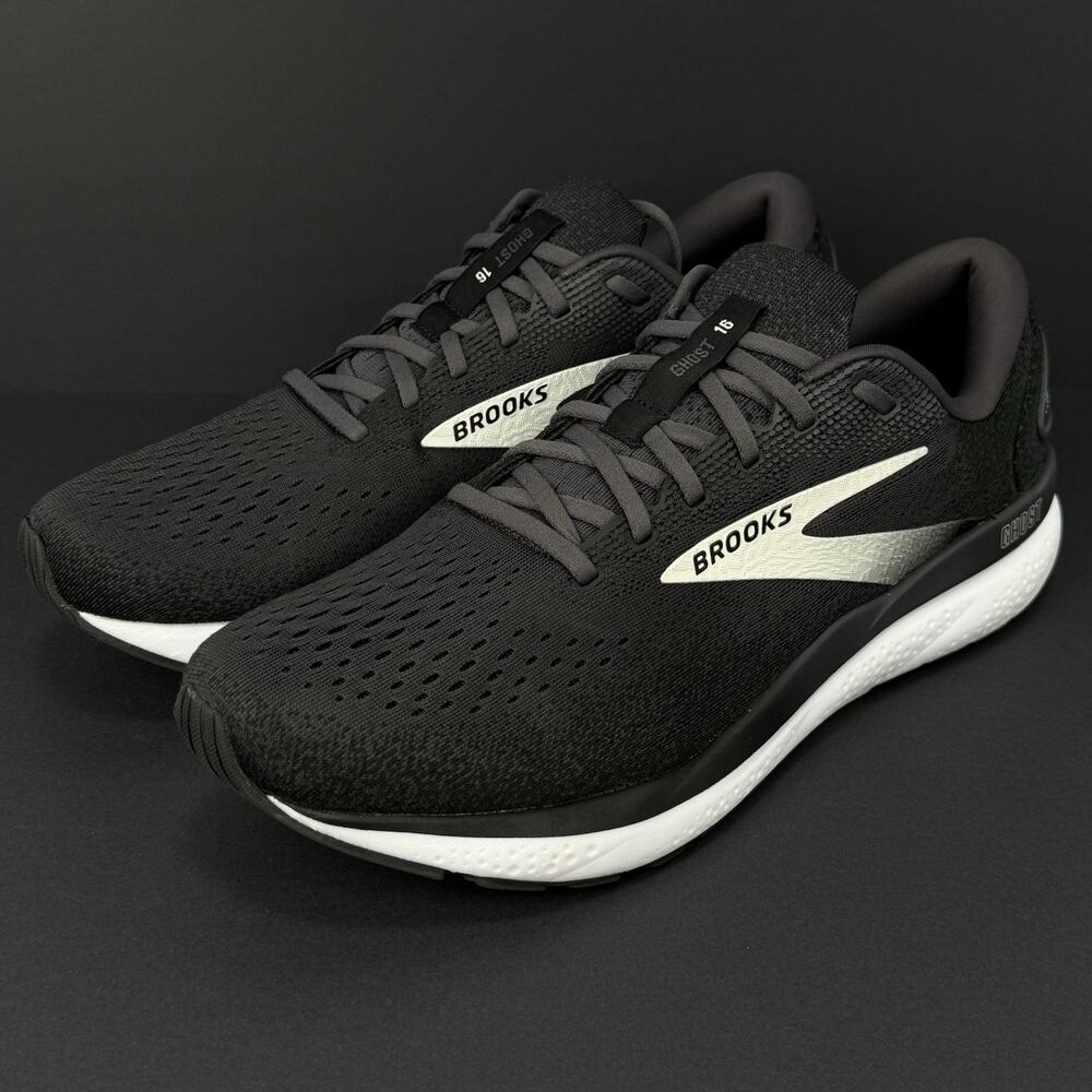 Brooks Ghost 16 Men’s Size 13D Black White Running Shoes 1104181D090
